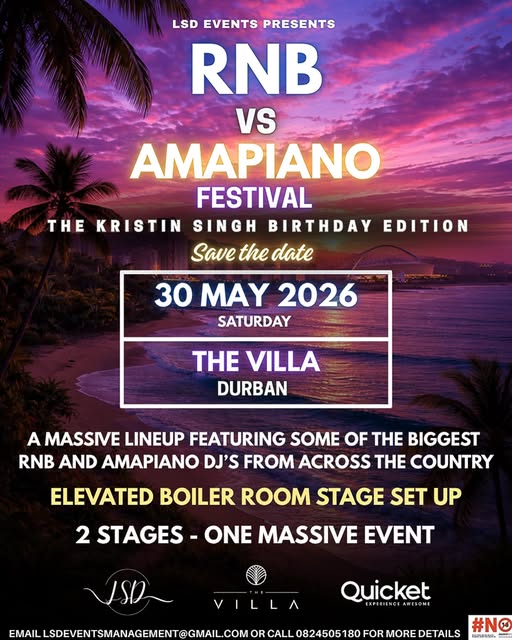 LSD Events is bringing something massive with the RNB vs Amapiano Festival: Kristin Singh Birthday Edition 0 (0)