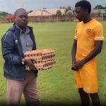 A footballer in Zambia went viral after being given five crates of eggs as his Man of the Match award.