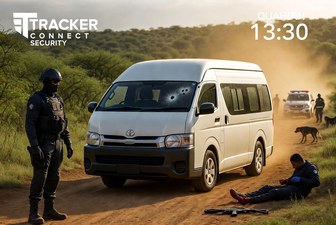 A shooting occurred shortly after 13:30 involving armed hijacking suspects and a Tracker Connect security officer.