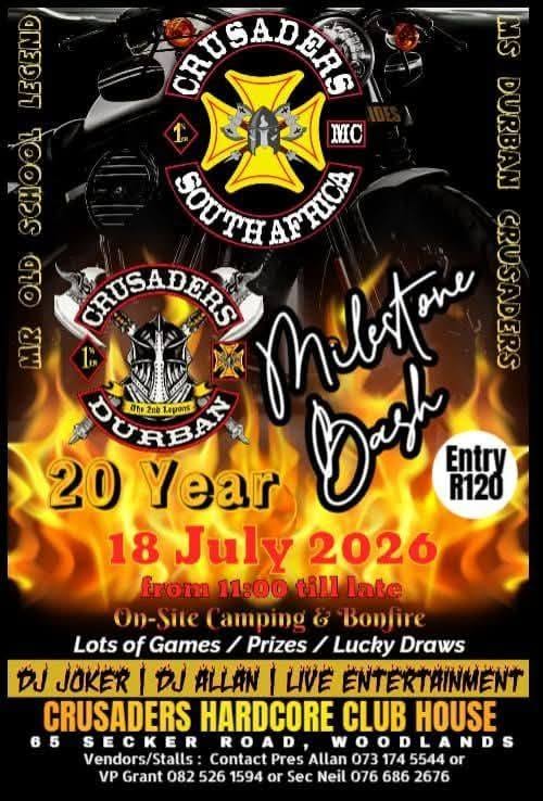CRUSADERS MC DURBAN – 20 YEAR MILESTONE BASH!