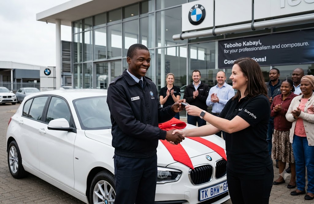 Teboho Kabayi, a 27-year-old security guard at a BMW dealership in Kempton Park