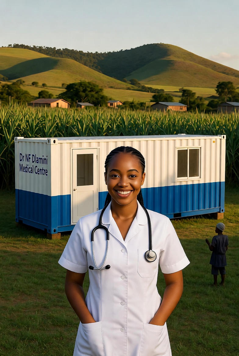 Dr. Nonkululeko Dlamini has opened a self-funded container clinic (Dr NF Dlamini Medical Centre) in Embedwini, Wartburg, KwaZulu-Natal (KZN), South Africa, using savings from her private practice in Durban. 0 (0)