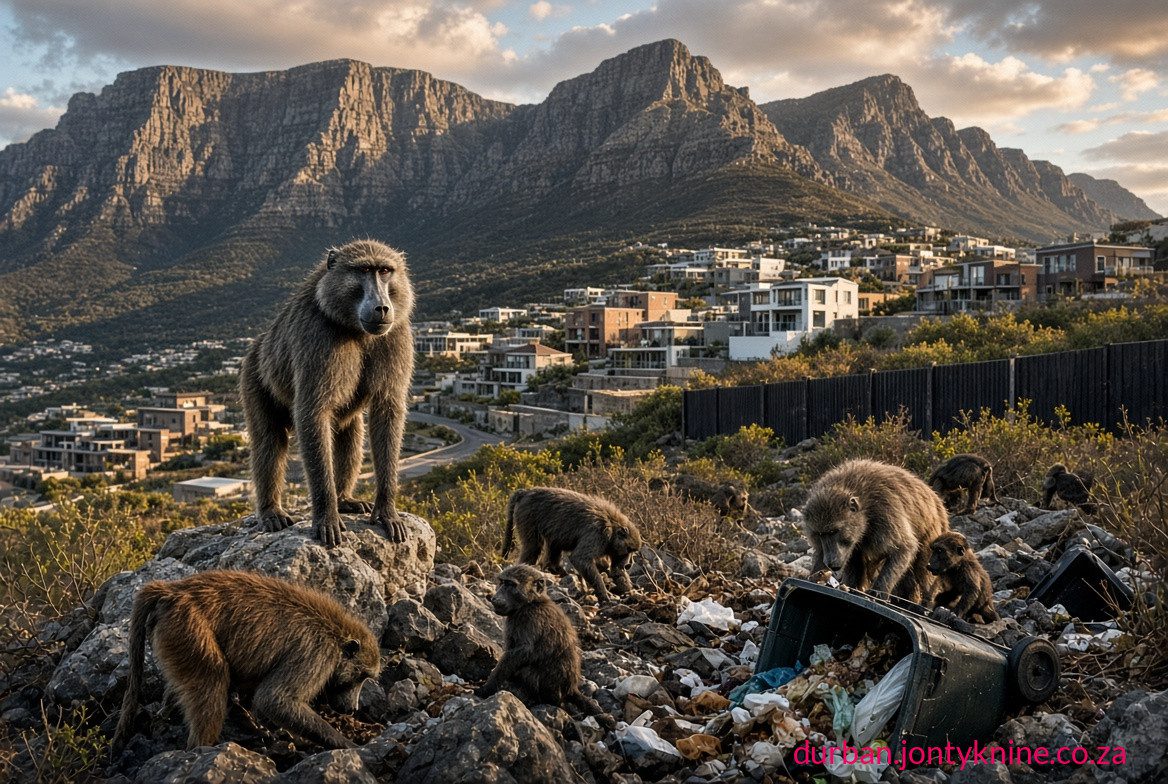 The baboon “problem” (often described as a crisis or escalating conflict rather than a literal epidemic) in the Western Cape centres on the Cape Peninsula near Cape Town, where chacma baboons (Papio ursinus) and expanding human settlements overlap intensively