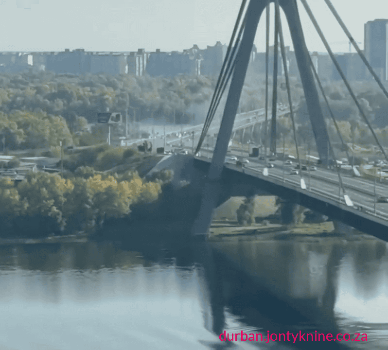 The moment of the Russian S8000 Banderol cruise missile strike on the “Northern” Bridge across the Dnieper River in Kyiv.